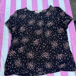 LOFT Blue Boxy Blouse with Short Sleeves